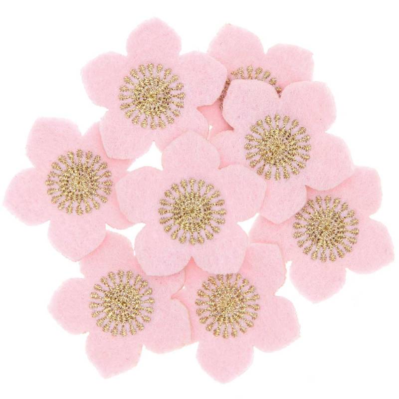 Rico Design Filzstreu Christrosen bestickt 3,5x3,4cm 8 Stück Pink-Gold von Rico Design