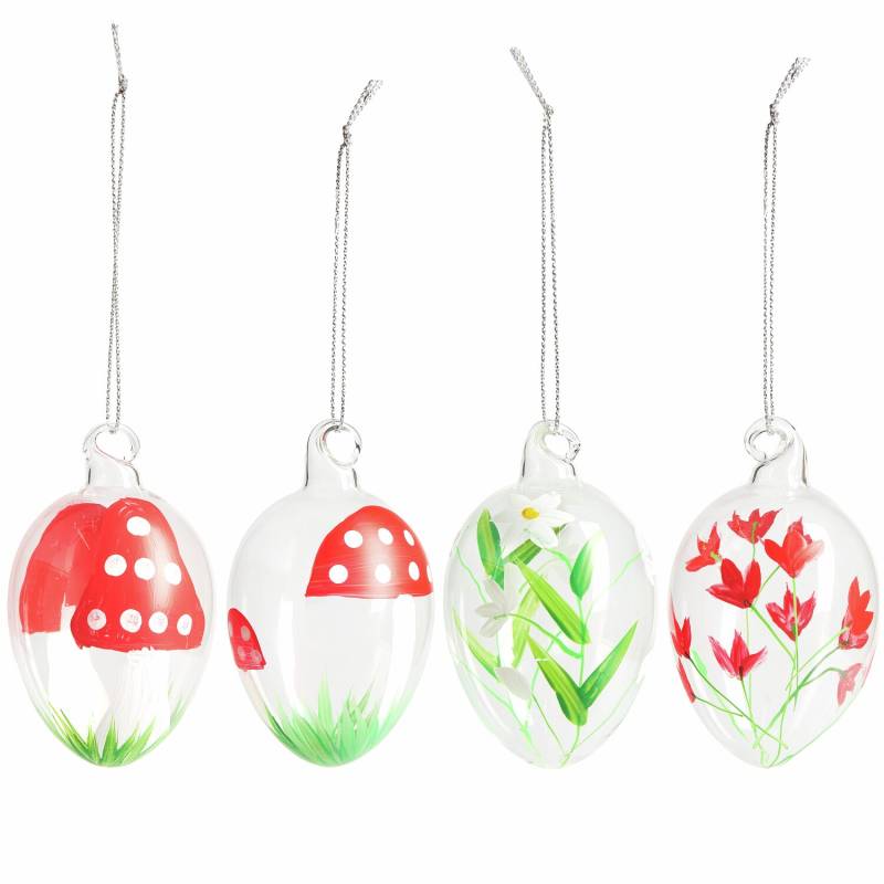 Rico Design Glas Eier Fliegenpilz/Blumen 4 Stück von Rico Design