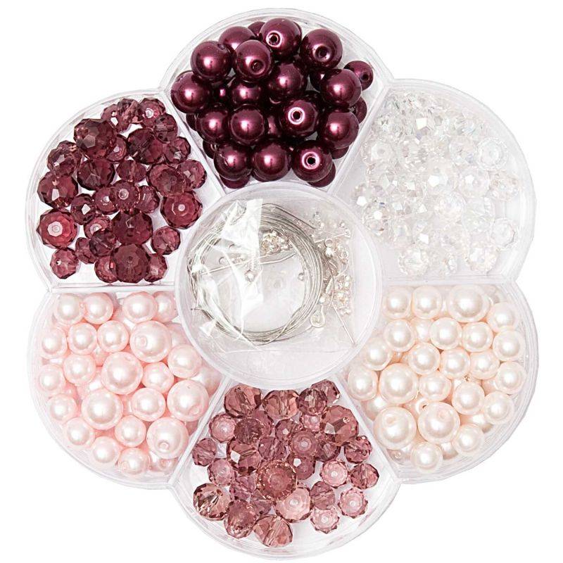 Glasschliff-Renaissance-Perlen Set rosa 249teilig von Rico Design