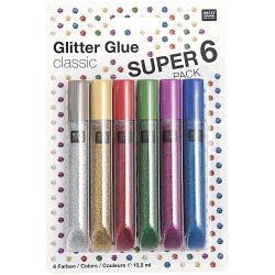 Glitter Glue classic 6x10,5ml von Rico Design