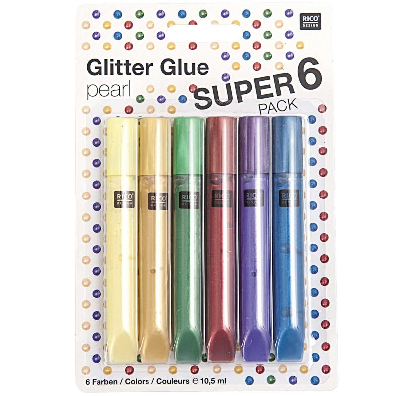Glitter Glue pearl 6x10,5ml Glitter Glue pearl 6x10,5ml von Rico Design