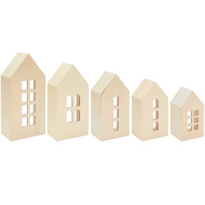 Holz-Deko-Häuser aus Holz mit Fenster von Rico Design