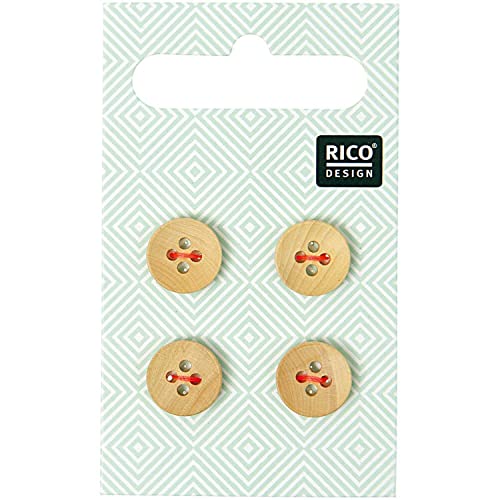 Rico Design | Holzknopf 1,1cm 4 Stück 4 Löcher von Rico Design