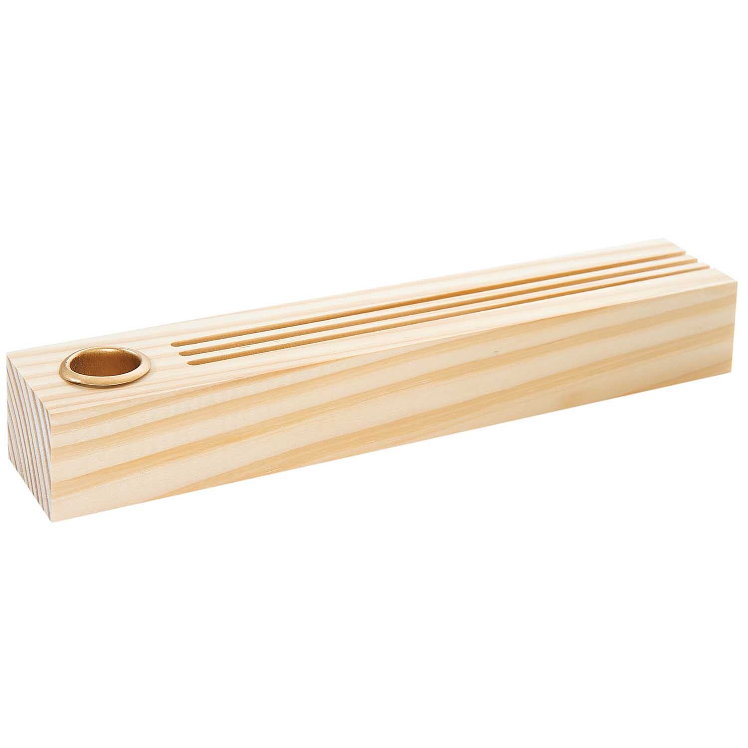 Holzständer für Metallringe & Karten mit Kerzenhalter 26x5x4cm von Rico Design