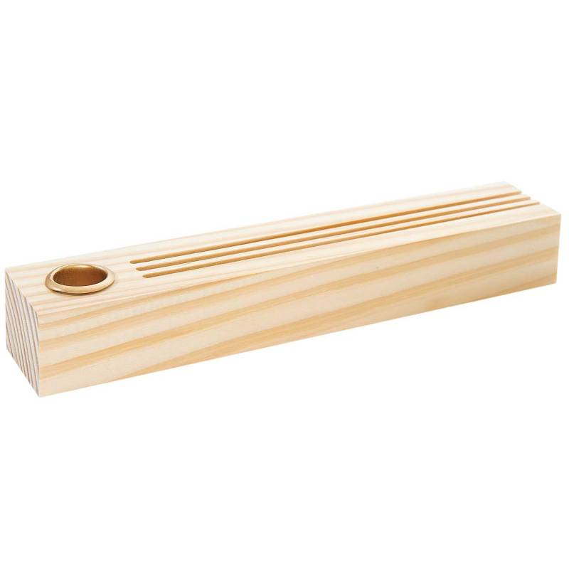 Holzständer für Metallringe & Karten mit Kerzenhalter 26x5x4cm von Rico Design