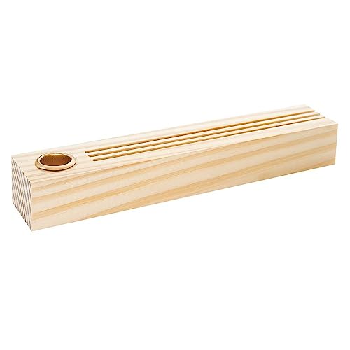 Rico Design Holzständer für Metallringe und Postkarten mit Kerzenhalter Holz Natur 26x5x4cm von Rico Design