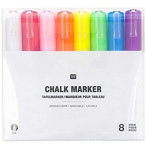 Rico Design Kreidestift Flüssigkreide Regenbogenfarben 3mm 8 Farben - Kreidemarker / Fensterstifte für Glas, Fenster, Spiegel & Tafeln - DIY Rico Design Kreidestift Flüssigkreide Regenbogenfarben 3mm 8 Farben - Kreidemarker / Fensterstifte für Glas, Fenster, Spiegel & Tafeln - DIY von Rico Design
