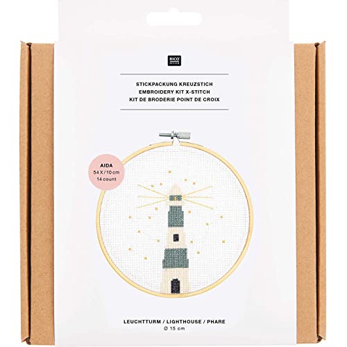 Rico Design Stickpackung Bild Leuchtturm Ø15 cm Kreuzstich maritimer Wandschmuck von Rico Design