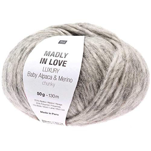 Rico Design Madly In Love Luxury Baby Alpaca & Merino Chunky Farbe 003 Hellgrau, Wolle aus Babyalpakawolle und Merinowolle zum Stricken oder Häkeln Rico Design Madly In Love Luxury Baby Alpaca & Merino Chunky Farbe 003 Hellgrau, Wolle aus Babyalpakawolle und Merinowolle zum Stricken oder Häkeln von Rico Design