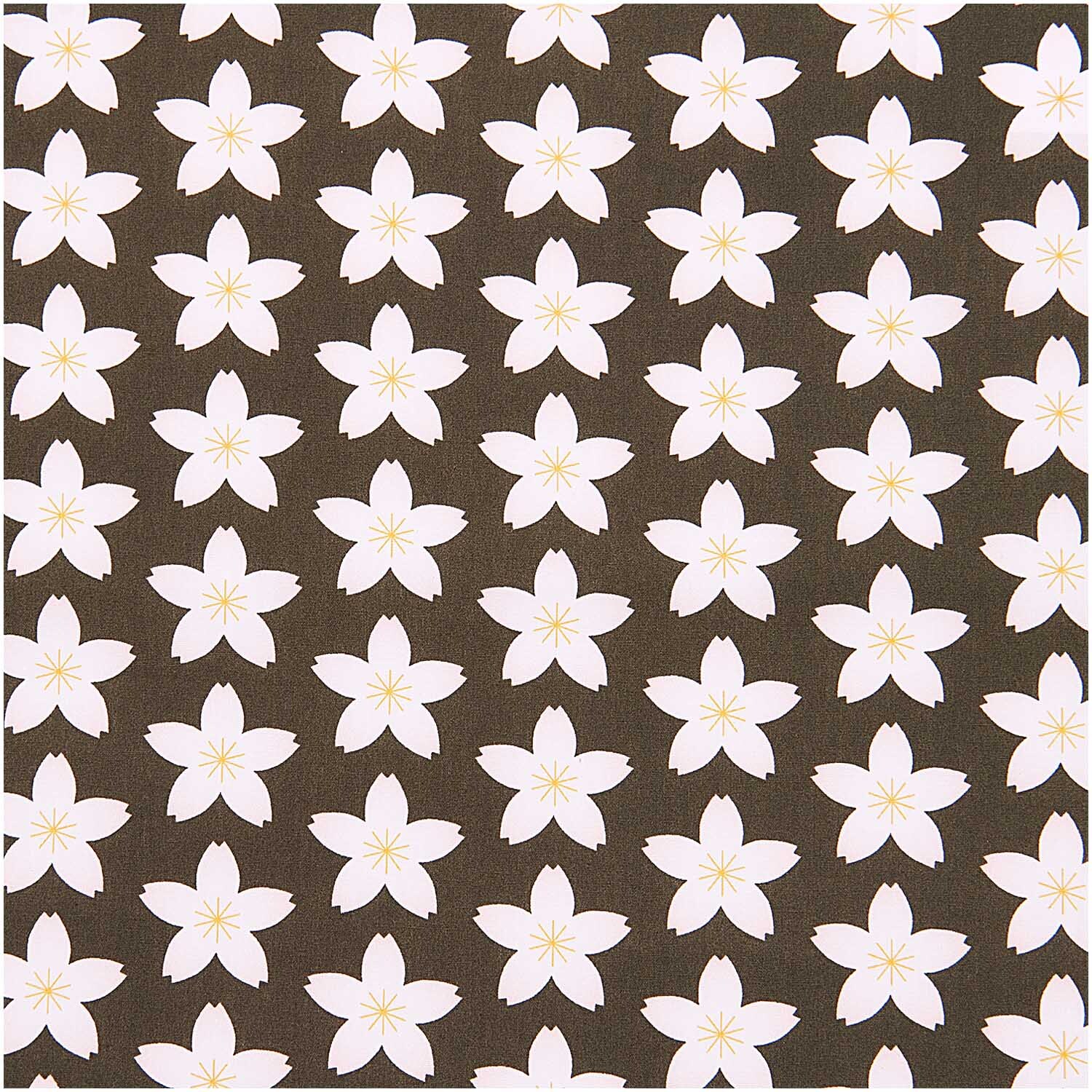 Meterware Baumwoll-Popelin oliv Kirschblüten Meterware Baumwoll-Popelin oliv Kirschblüten von Rico Design