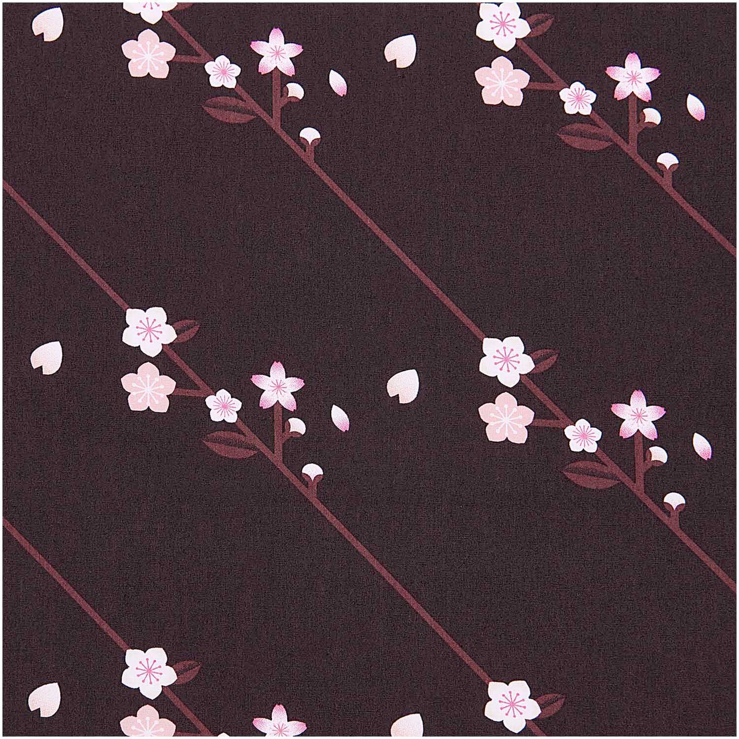 Meterware Baumwoll-Popelin schwarz Sakura Zweige von Rico Design