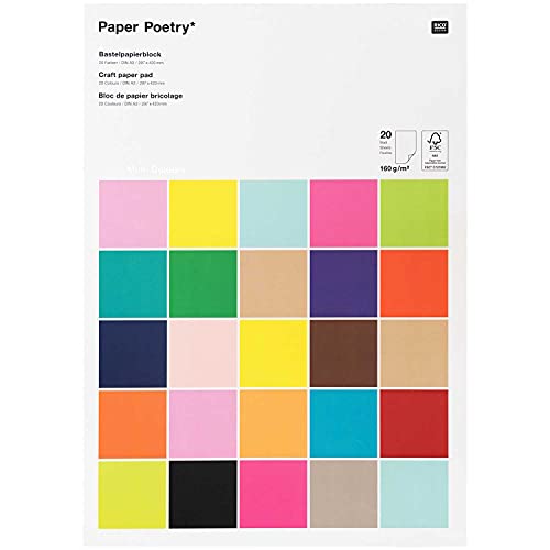 Rico Design Paper Poetry Bastelblock Super Multicolors 30 Blatt - Motivpapier/Bastelpapier DIN A3 - zum Basteln & Scrapbooking - DIY von Rico Design