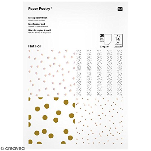 Rico Design Paper Poetry Motivpapier Block Punkte 20 Blatt Hot Foil - Motivpapier / Bastelpapier DIN A4 - zum Basteln & Scrapbooking - DIY von Rico Design