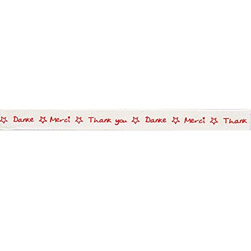 Rico Design | Ribbon Thank You-Danke-Merci weiß-rot 12mm 2m Rico Design | Ribbon Thank You-Danke-Merci weiß-rot 12mm 2m von Rico Design