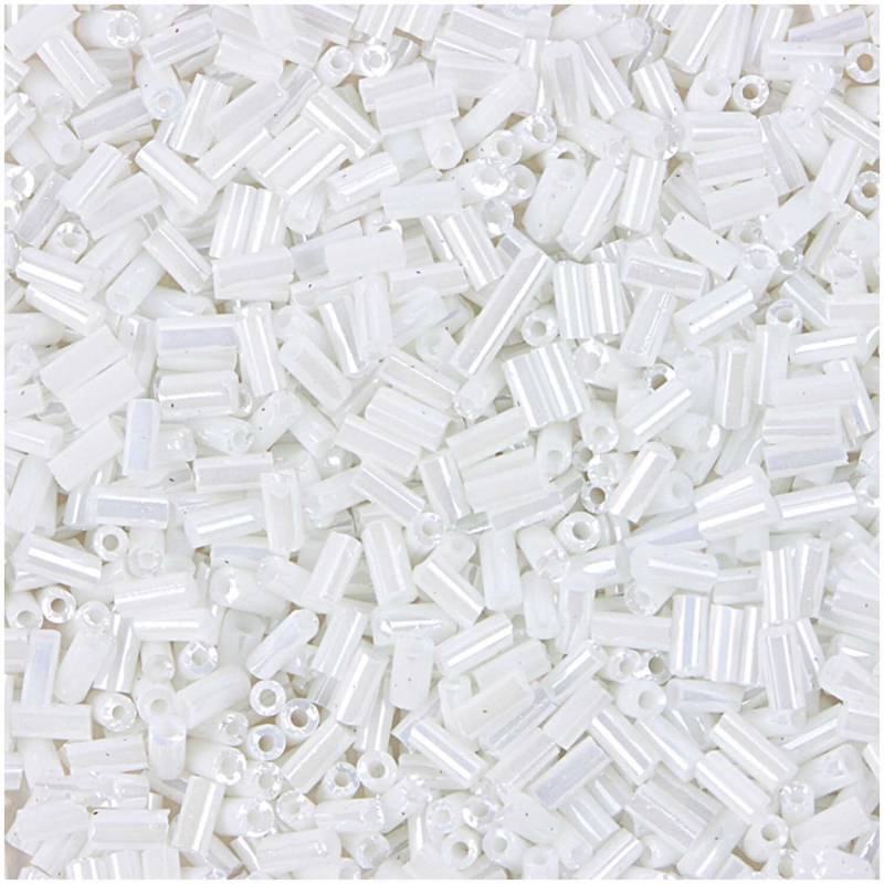 Rico Design Rocailles Stäbchen Perlen 6,75mm 14g Weiß Irisierend Rico Design Rocailles Stäbchen Perlen 6,75mm 14g Weiß Irisierend von Rico Design
