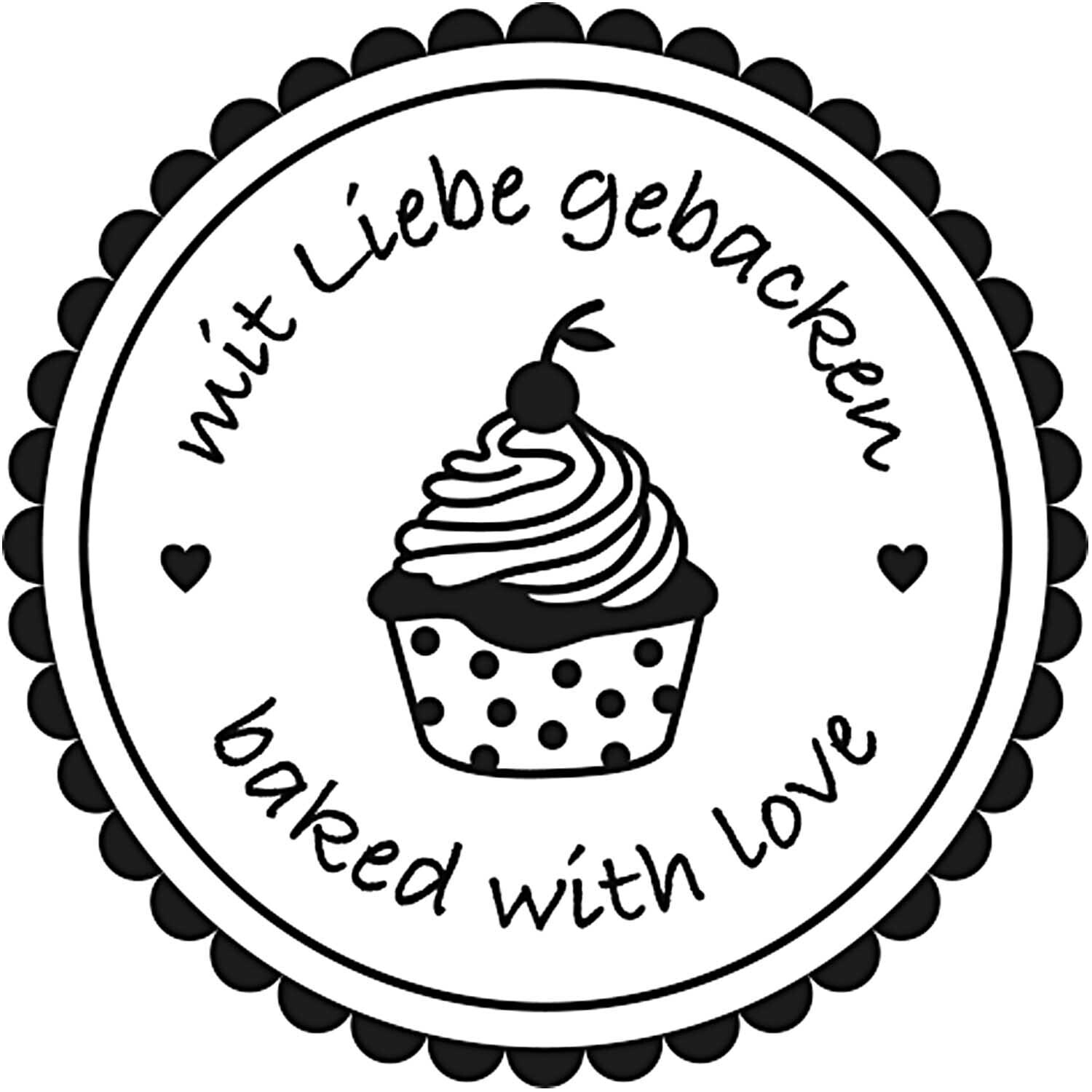 Stempel rund Mit Liebe gebacken 3,5cm von Rico Design