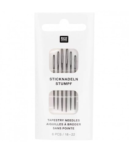 Rico Design Sticknadeln ohne Spitze, Stumpf, Kohlenstoffstahl, 6er Pack, Nähen, Quilten, Stickerei, Perlenstickerei, Kreuzstich, Lederverarbeitung Rico Design Sticknadeln ohne Spitze, Stumpf, Kohlenstoffstahl, 6er Pack, Nähen, Quilten, Stickerei, Perlenstickerei, Kreuzstich, Lederverarbeitung von Rico Design