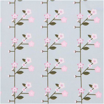 Stoffabschnitt Baumwoll-Popelin rauchblau Sakura Zweige 50x140cm von Rico Design