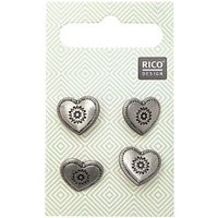 Rico Design Trachtenknöpfe Herz metall 1,5cm 4 Stück von Rico Design