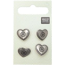 Trachtenknöpfe Herz metall 1,5cm 4 Stück von Rico Design