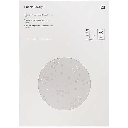 Rico Design Transparentpapier, Punkte / Roségold FSC Mix, 12 Bögen, 67g/m², Bastelpapier, Druckpapier, Weiße Feste, Weihnachten von Rico Design