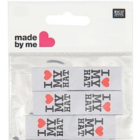 Rico Design Webetiketten außen I love my hat weiß 2x8cm 3 Stück von Rico Design