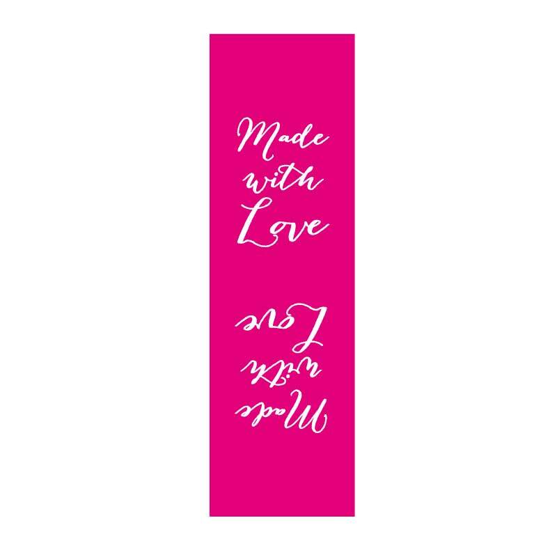 Webetiketten außen made with love pink 2x8cm 3 Stück von Rico Design