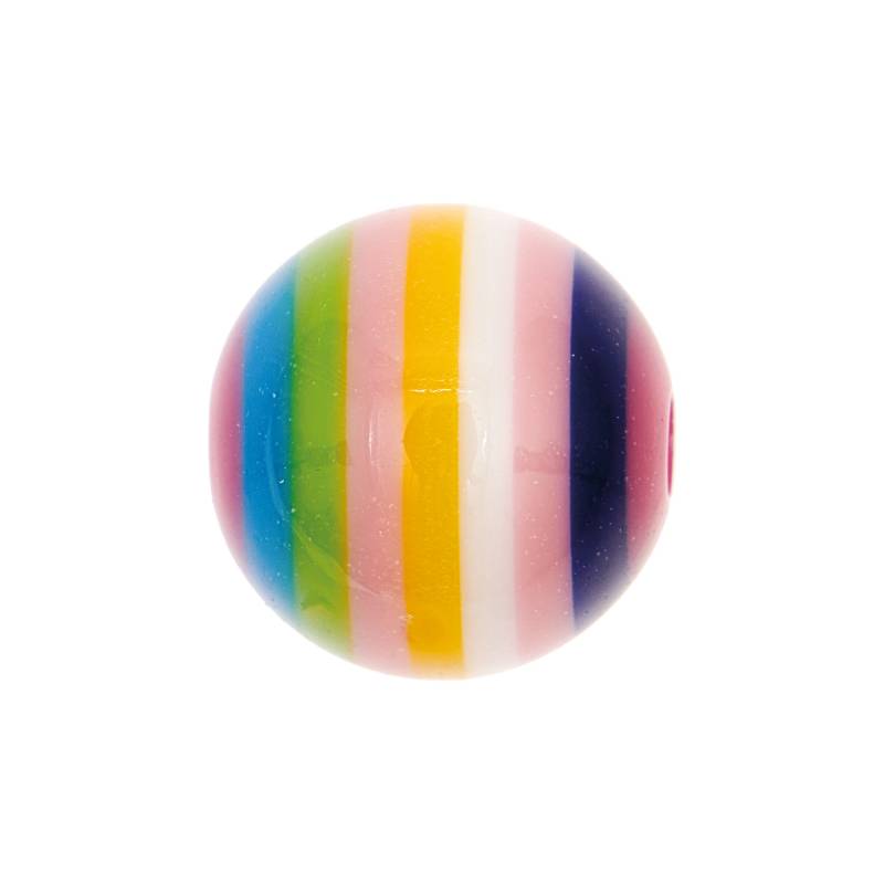 itoshii Gestreifte Perle rund rosa Mix 15mm 1 Stück von Rico Design
