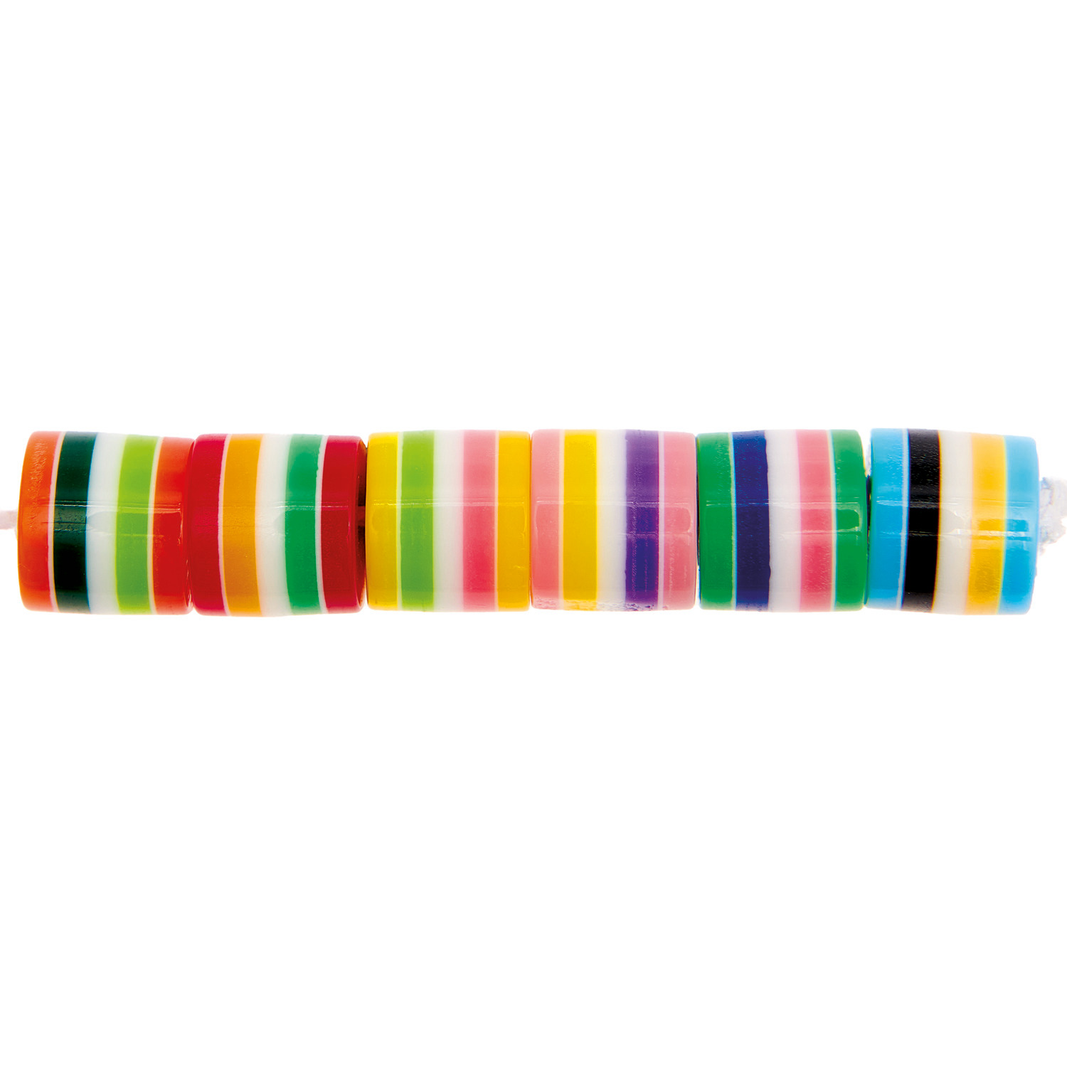itoshii Gestreifte Zylinderperlen multicolor ca. 9x10mm 21 Stück itoshii Gestreifte Zylinderperlen multicolor ca. 9x10mm 21 Stück von Rico Design