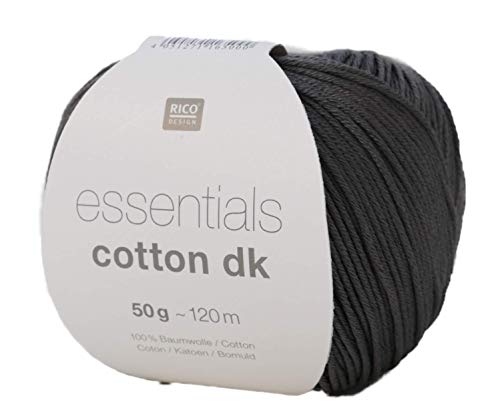Rico Essentials Cotton DK Dunkelgrau (107), klassisches Baumwollgarn zum Häkeln oder Stricken von Rico Design
