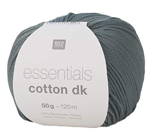 Rico Essentials Cotton DK Petrol (106), klassisches Baumwollgarn zum Häkeln oder Stricken von Rico Design