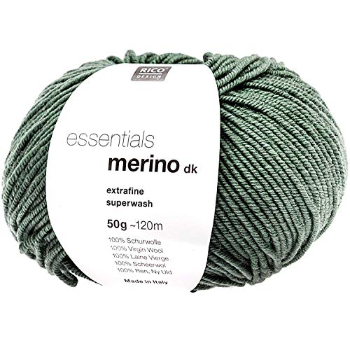 Rico Essentials Merino dk, Merinowolle Nadelstärke 4 mm zum Stricken oder Häkeln, 50g ca. (87 efeu, (9,98€/100 Gramm)) von Rico Design