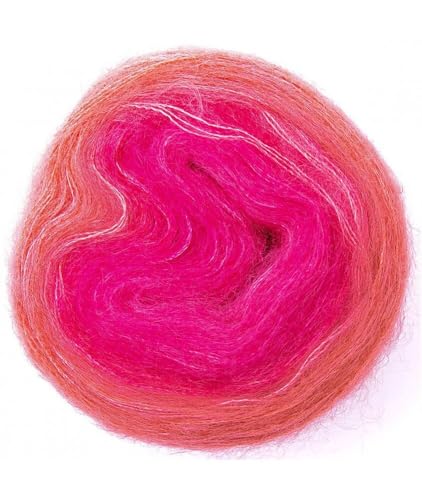 Rico Essentials Super Kid Mohair Loves Silk Colourlove, 100g, Fb. 11 Pink, Regenbogen Lacegarn aus Super Kid Mohair & Seide zum Stricken und Häkeln, Lacewolle Nadelstärke 6 mm von Rico Design