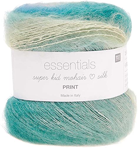 Rico Essentials Super Kid Mohair Loves Silk Print, Lacegarn Mohair Seide Farbverlauf zum Stricken und Häkeln (11 spring) von Rico Design