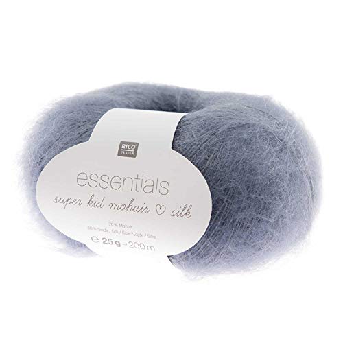 Rico Essentials Super Kid Mohair loves Silk, Fb. 041 rauchblau, Lacegarn aus Super Kid Mohair & Seide zum Stricken und Häkeln, Lacewolle Nadelstärke 4,5 mm von Rico Design