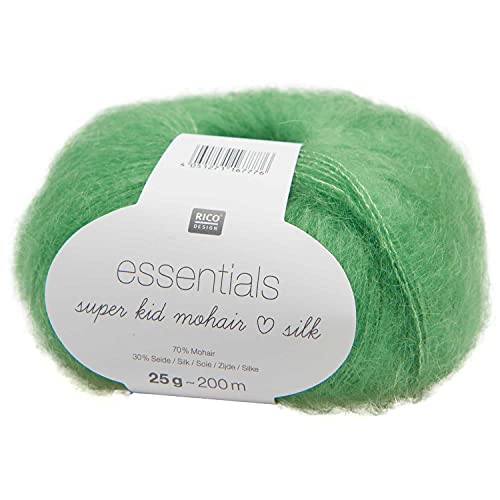 Rico Essentials Super Kid Mohair loves Silk, Fb. 50 grün, Lacegarn aus Super Kid Mohair & Seide zum Stricken und Häkeln, Lacewolle Nadelstärke 4,5 mm, 25g Rico Essentials Super Kid Mohair loves Silk, Fb. 50 grün, Lacegarn aus Super Kid Mohair & Seide zum Stricken und Häkeln, Lacewolle Nadelstärke 4,5 mm, 25g von Rico Design