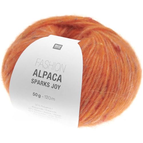 Rico Fashion Alpaca Sparks Joy Alpakawolle | Strickwolle Häkelwolle mit Alpaka Wolle Baumwolle | Strickgarn 50g 120m (02 orange) von Rico Design