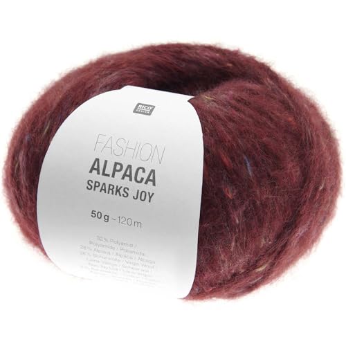 Rico Fashion Alpaca Sparks Joy Alpakawolle | Strickwolle Häkelwolle mit Alpaka Wolle Baumwolle | Strickgarn 50g 120m (03 bordeaux) von Rico Design