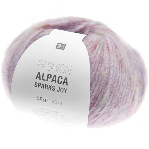 Rico Fashion Alpaca Sparks Joy Alpakawolle | Strickwolle Häkelwolle mit Alpaka Wolle Baumwolle | Strickgarn 50g 120m (04 flieder) von Rico Design