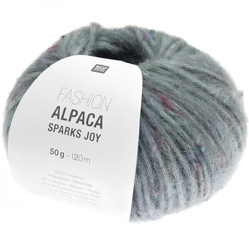 Rico Fashion Alpaca Sparks Joy Alpakawolle | Strickwolle Häkelwolle mit Alpaka Wolle Baumwolle | Strickgarn 50g 120m (06 blau) von Rico Design