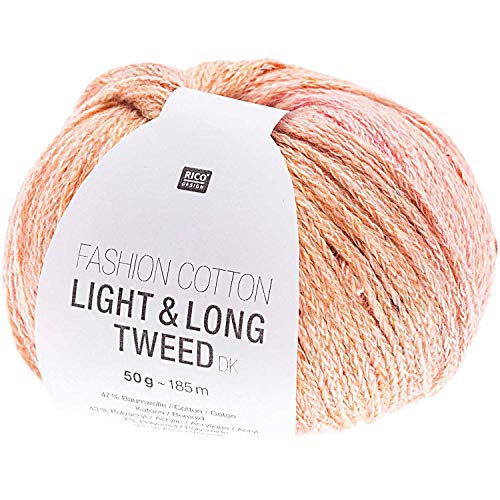 Rico Fashion Cotton Light & Long Tweed dk Fb. 03 mint rosa apricot pastell, Baumwollgarn mit langem, dezentem degradé Farbverlauf zum Stricken & Häkeln von Rico Design