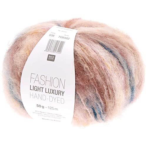 Rico Fashion Light Luxury hand-dyed, handgefärbte Häkelwolle, leichte Wolle mit Alpakawolle, Strickgarn 50g, Nadelstärke 6mm (08 powders) von Rico Design