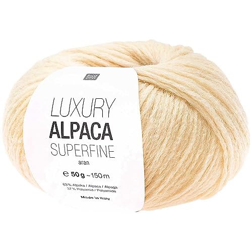 Rico Luxury Alpaca Superfine Aran | Weiche Alpakawolle gelb zum Stricken und Häkeln | Wolle Nadelstärke 5 bis 6 mm (019 Vanille) von Rico Design