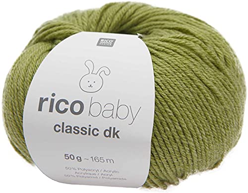 Rico Wolle Baby Classic dk, Babywolle weich und pflegeleicht zum Stricken oder Häkeln, 50% Polyamid, 50% Polyacryl, 50g 165m, Nadelstärke 3,5-4 mm (078 pistazie) von Rico Design