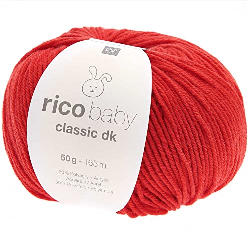 Rico Wolle Baby Classic dk | Babywolle rot, weich und pflegeleicht zum Stricken oder Häkeln | 50% Polyamid, 50% Polyacryl | 50g 165m Nadelstärke 3,5-4 mm (081 erdbeere) von Rico Design