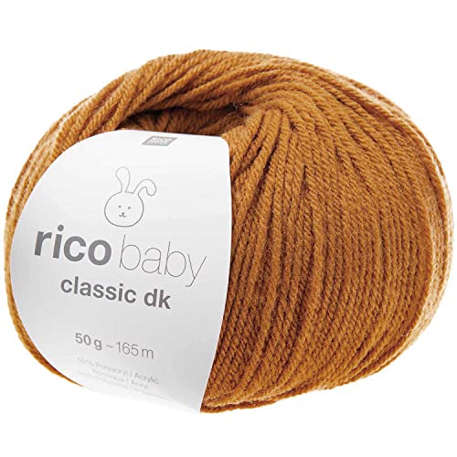 Rico Wolle Baby Classic dk | Babywolle weich und pflegeleicht zum Stricken oder Häkeln | 50% Polyamid, 50% Polyacryl | 50g 165m Nadelstärke 3,5-4 mm (072 karamell) von Rico Design