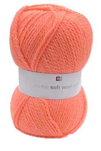 Rico creative Soft Wool Aran Fb. 010 - lachs, 100g weiche, Pflegeleichte Wolle orange mit Polyacryl, für Nadelstärke 5 mm Rico creative Soft Wool Aran Fb. 010 - lachs, 100g weiche, Pflegeleichte Wolle orange mit Polyacryl, für Nadelstärke 5 mm von Rico Design