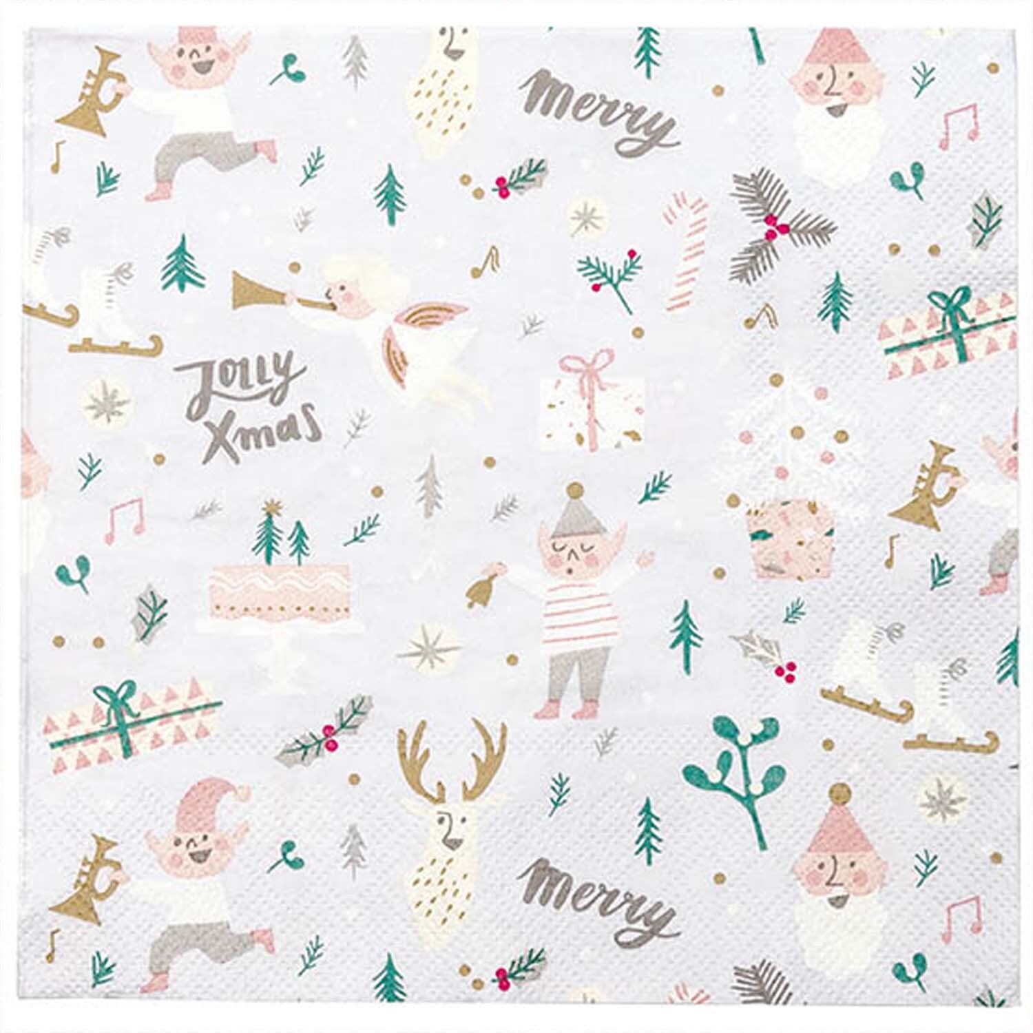 Servietten Jolly Weihnachten weiß 33x33cm 20 Stück Servietten Jolly Weihnachten weiß 33x33cm 20 Stück von Rico Design