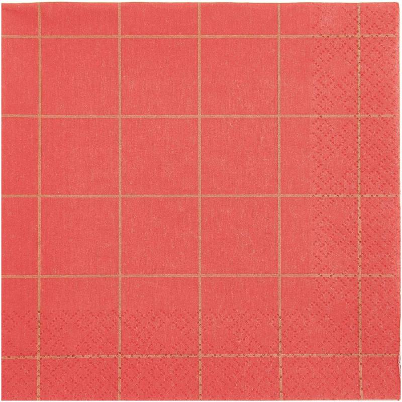 Servietten Raster rot-gold 33x33cm 20 Stück Servietten Raster rot-gold 33x33cm 20 Stück von Rico Design