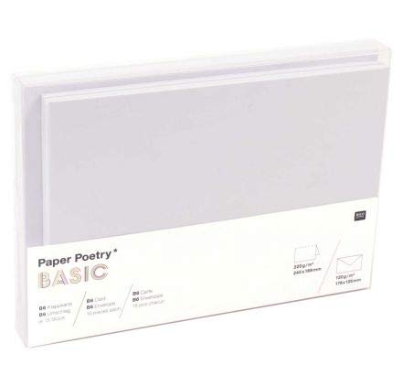 Set mit 15 Karten und Umschlägen B6 'Rico Design – Paper Poetry' weiß von Rico Design